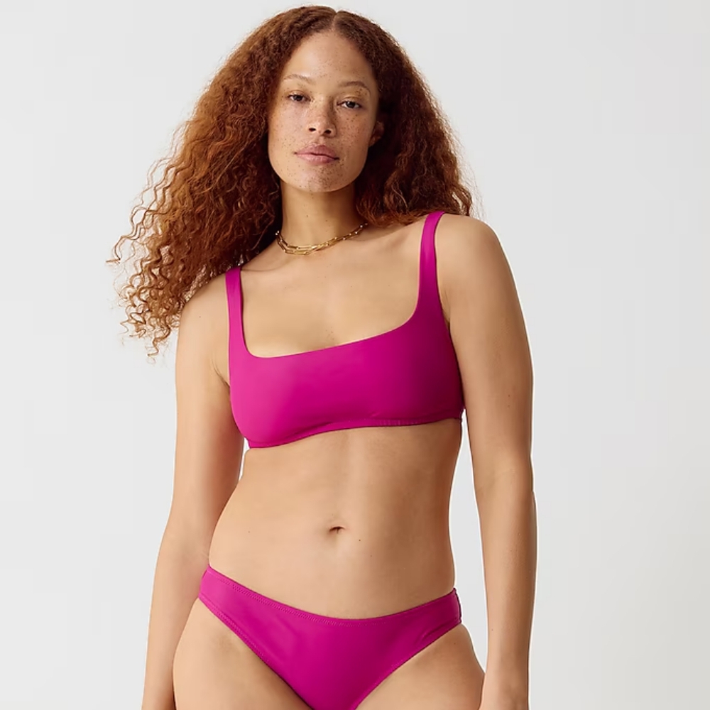 NWT J Crew square neck bikini top magenta S